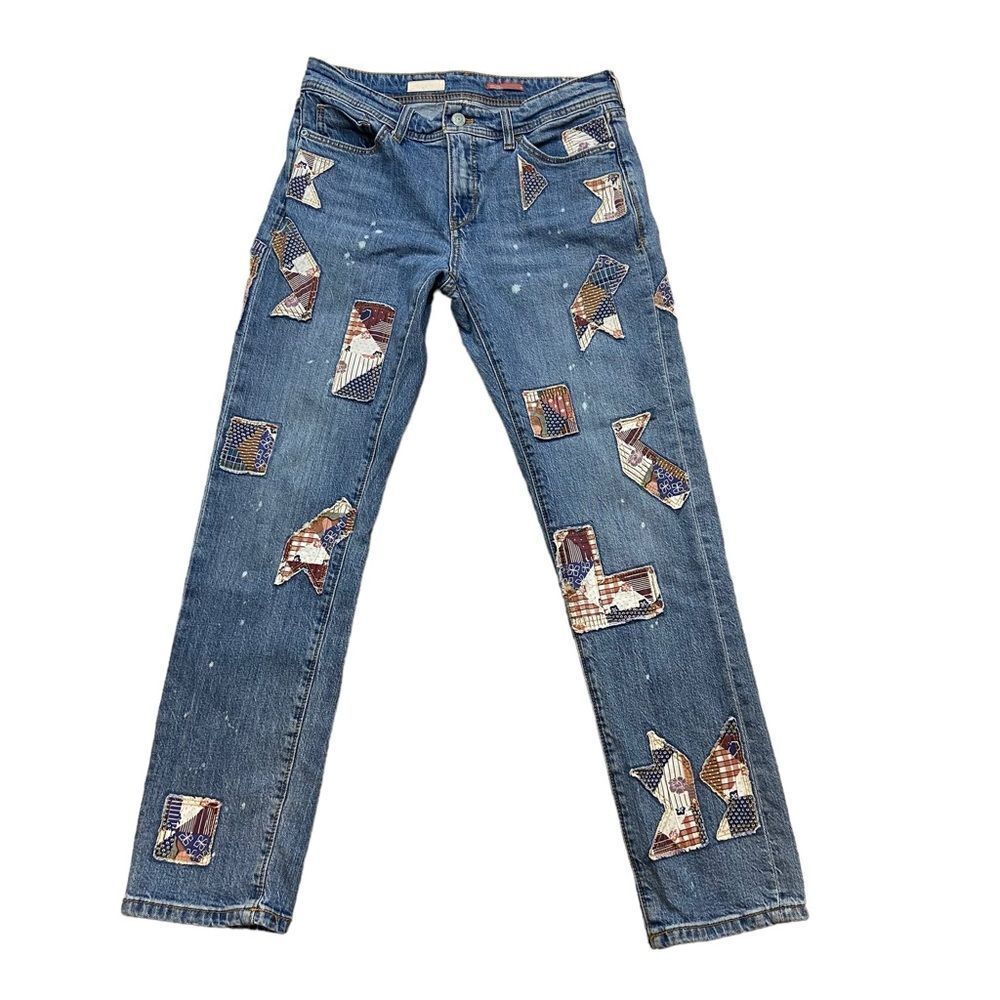 Pilcro the‎ Letterpress Patriotic Patchwork Slim Boyfriend Jeans Size 26